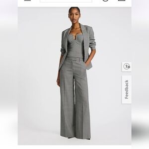 Express Editor Mid Rise Houndstooth Black And White Wide Leg Pants 4S 4 Short